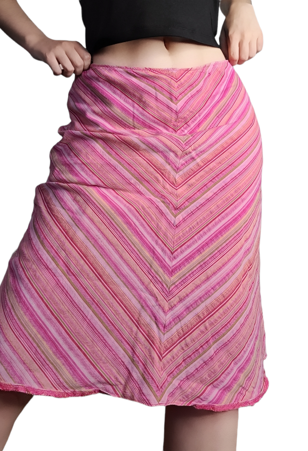 Vintage 90s pink striped skirt