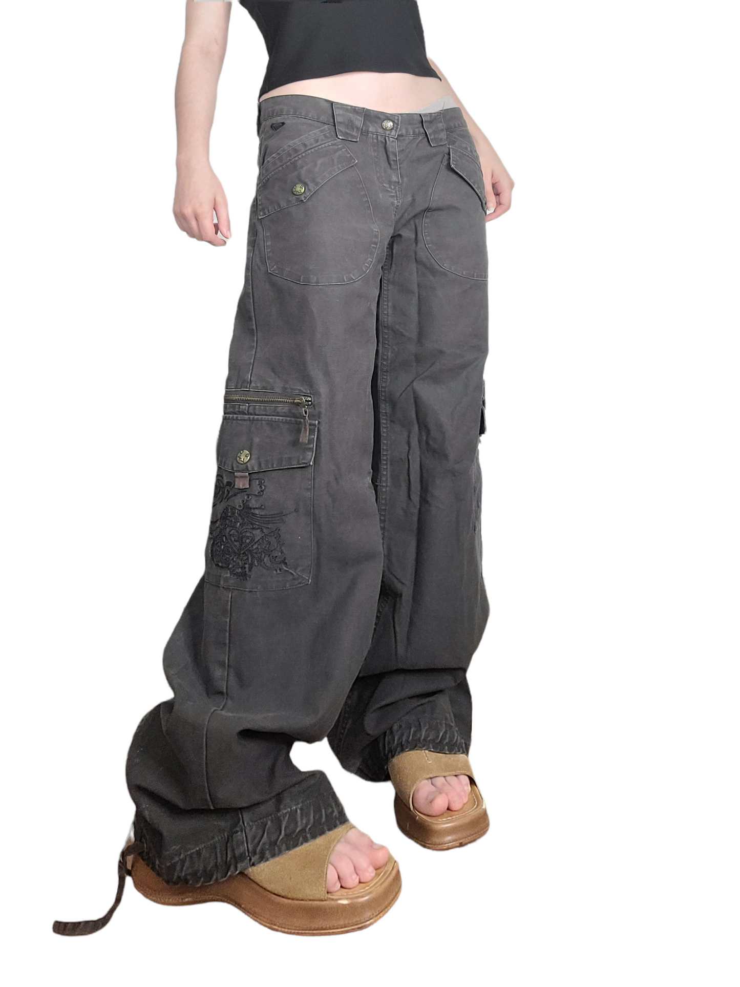 Baggy cargo 90s vintage grunge skater overpants multipoches