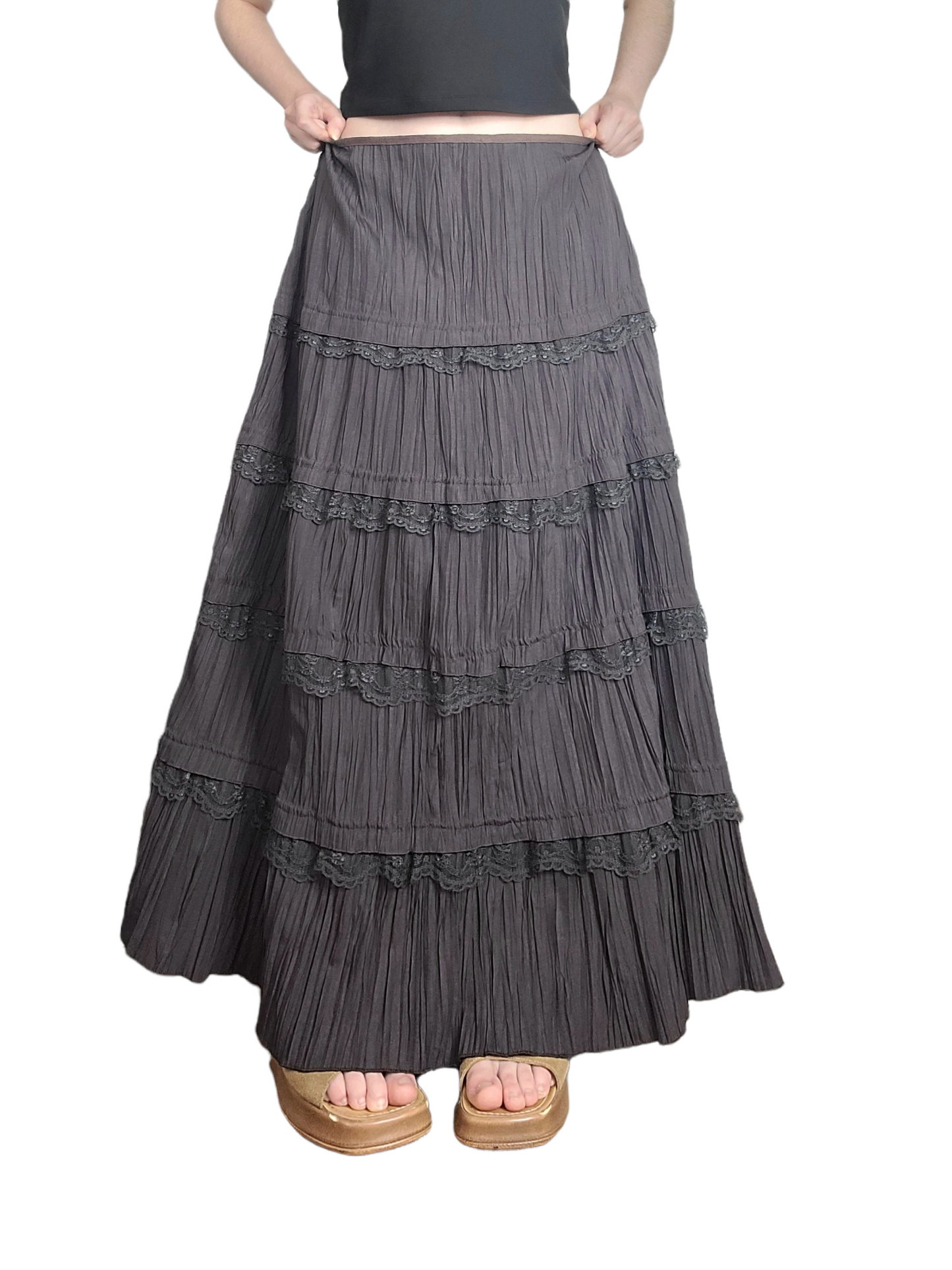 Long fairycore ruffle skirt