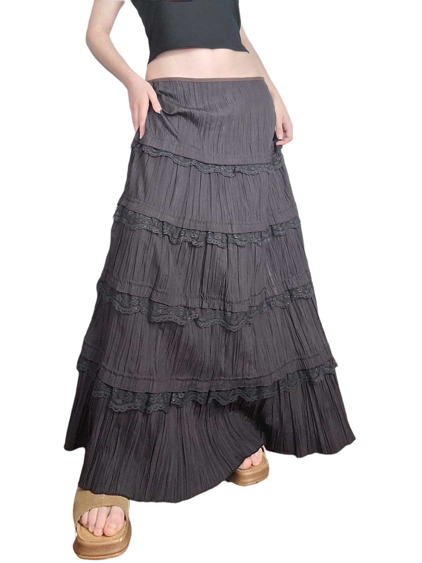 Long fairycore ruffle skirt