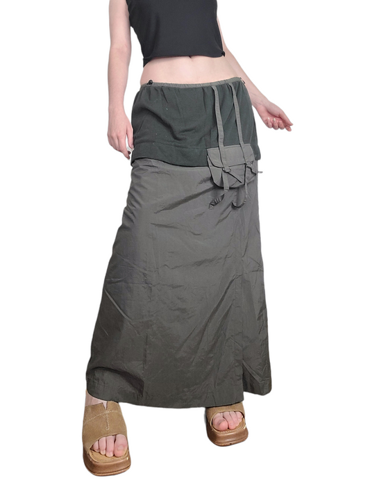 Jupe longue maxi skirt gorpcore techwear sportwear y2k 2000s kaki