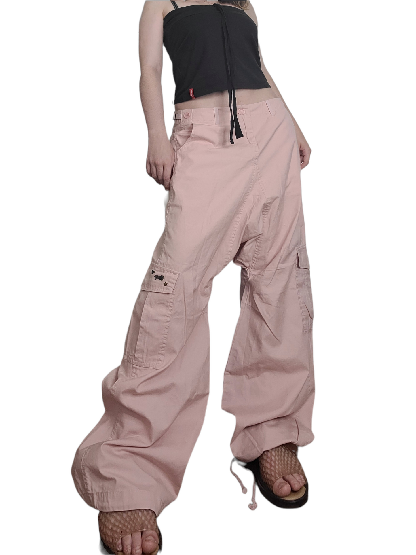 Baggy cargo 90s rose pastel