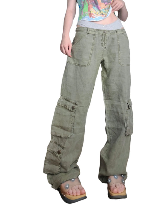 Kaki cargo pants grunge 90s multipoches skater gorpcore