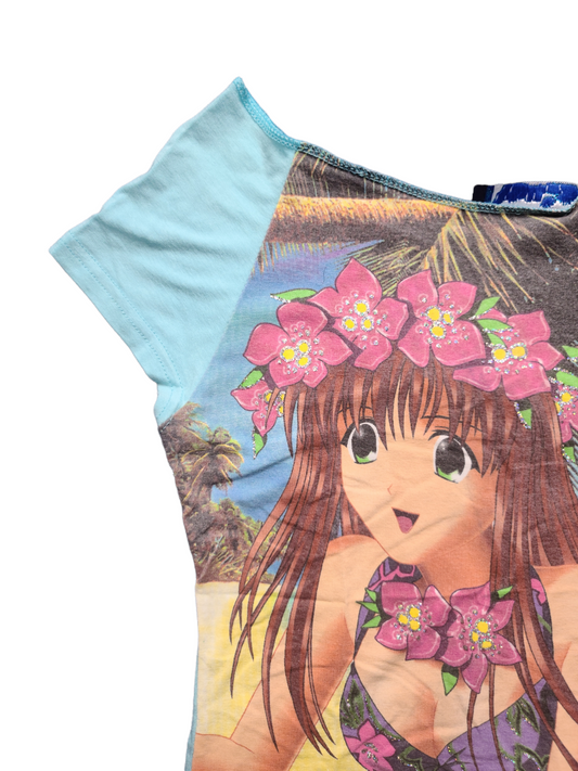 Top y2k manga face print