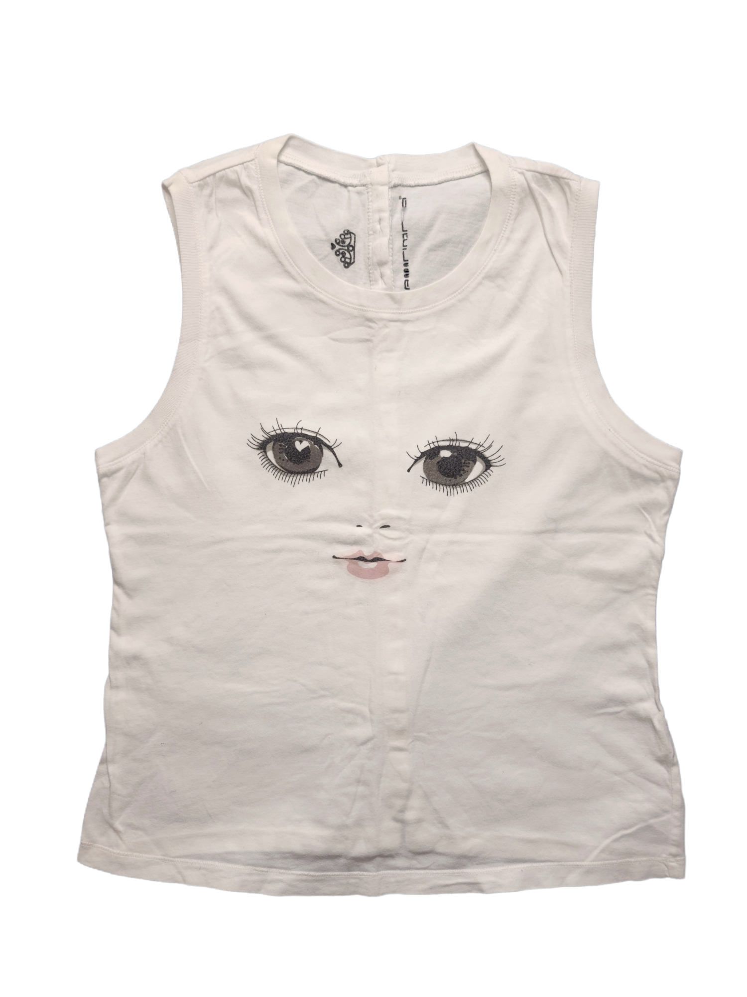 Archive fashion cyber y2k tank top imprimé manga printed anime face 2000s 