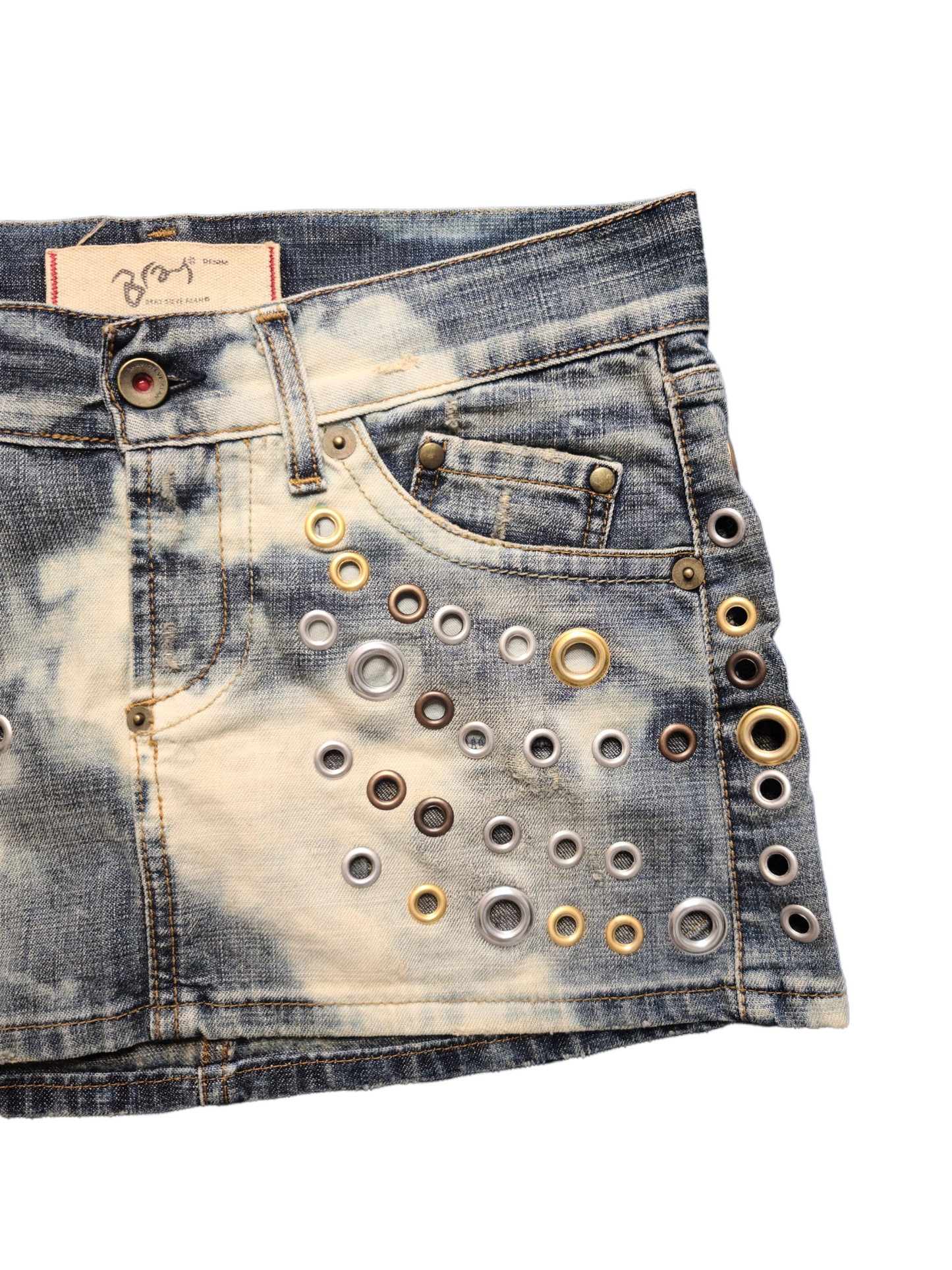 Y2k grunge rings mini jean skirt
