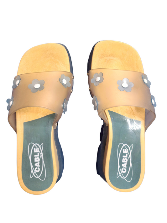 Mules y2k vintage platform aesthetic pastel fleurs indie style cute kawaii