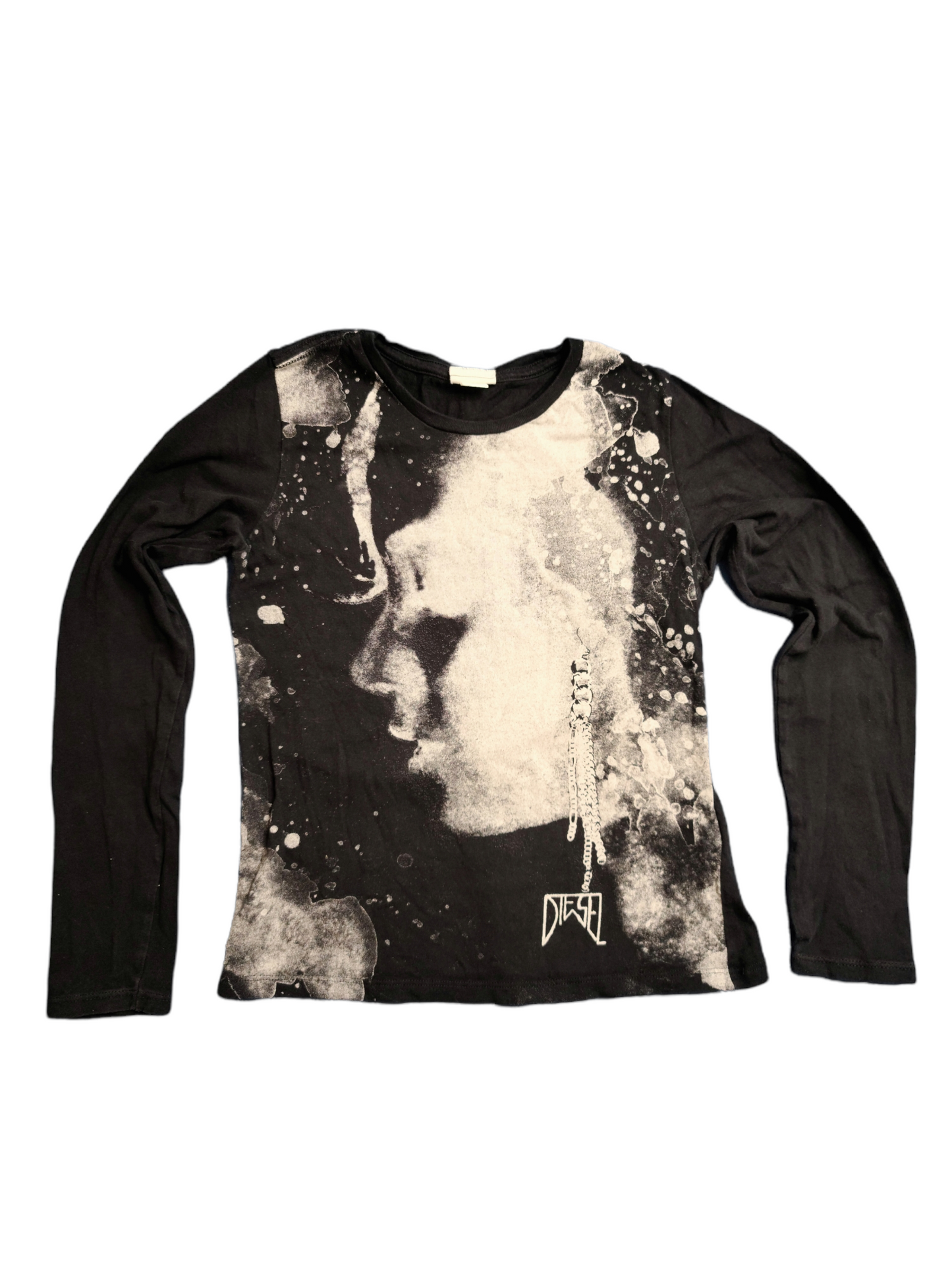 Archive fashion diesel top vintage y2k 90s 2000s grunge cybery2k cybercore imprime printed photographie visage noir et blanc rare