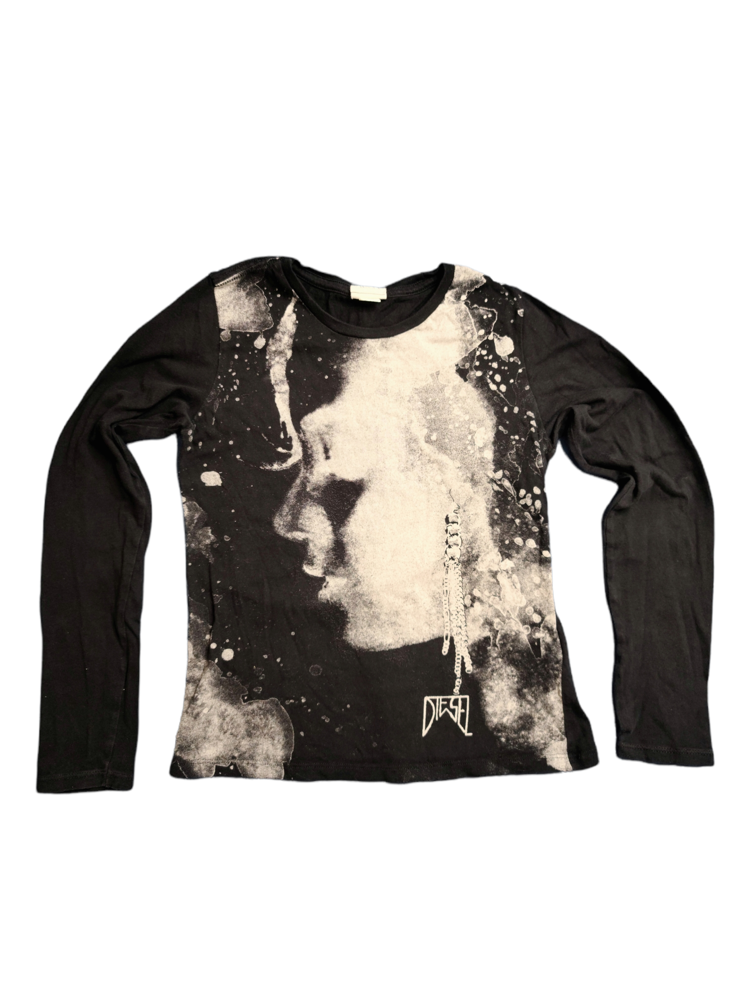 Archive fashion diesel top vintage y2k 90s 2000s grunge cybery2k cybercore imprime printed photographie visage noir et blanc rare
