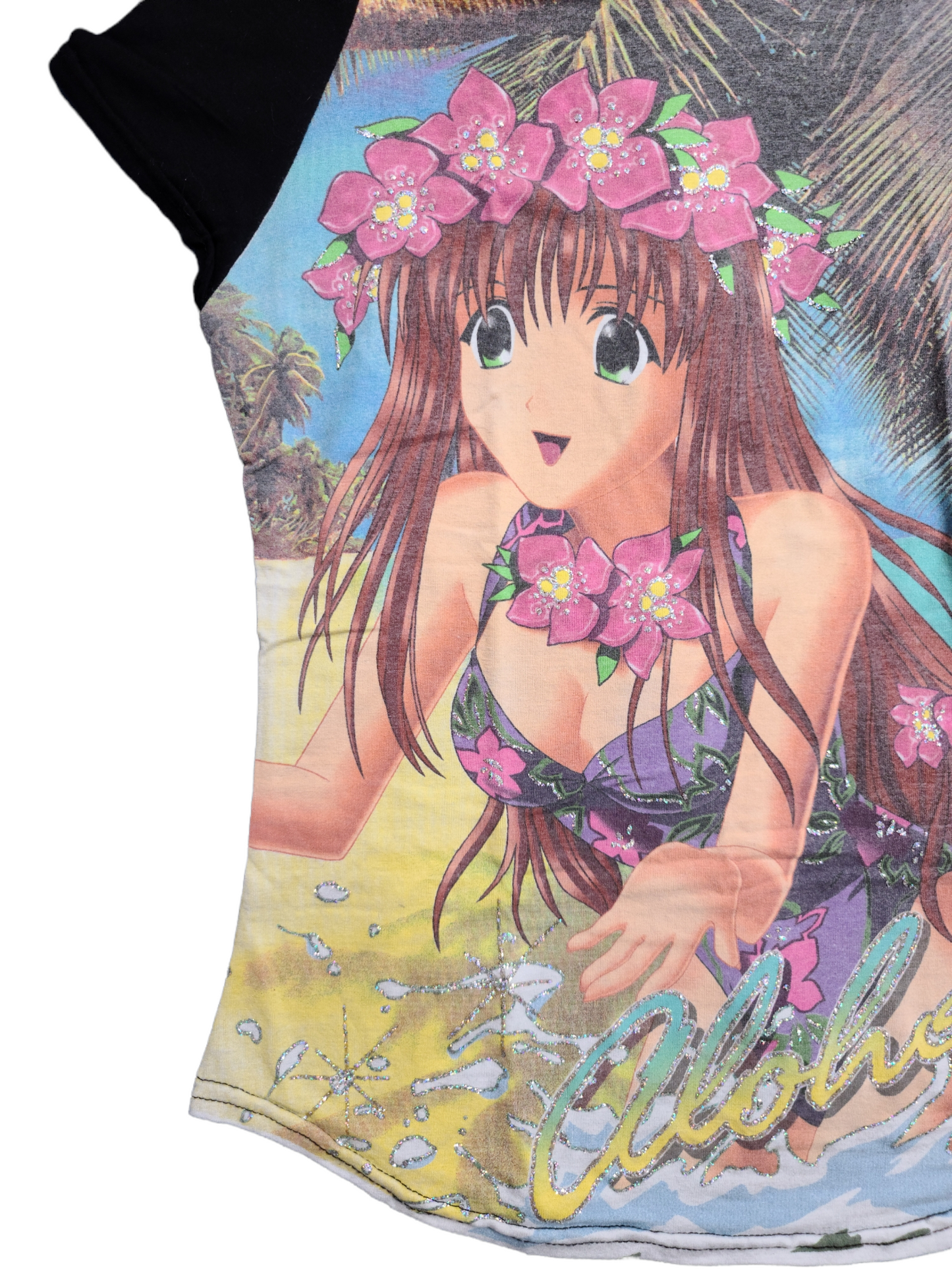 Top y2k manga face print