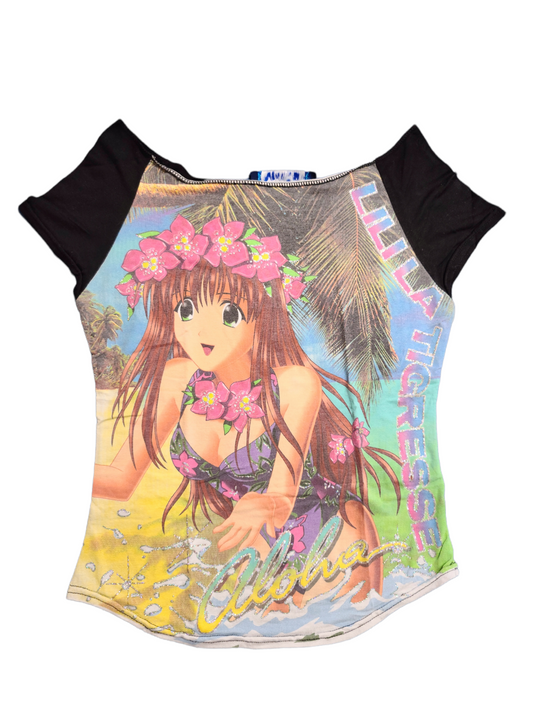 Manga top printed y2k vintage anime cute indie style imprimé plage beach colorful archive fashion rare japan 