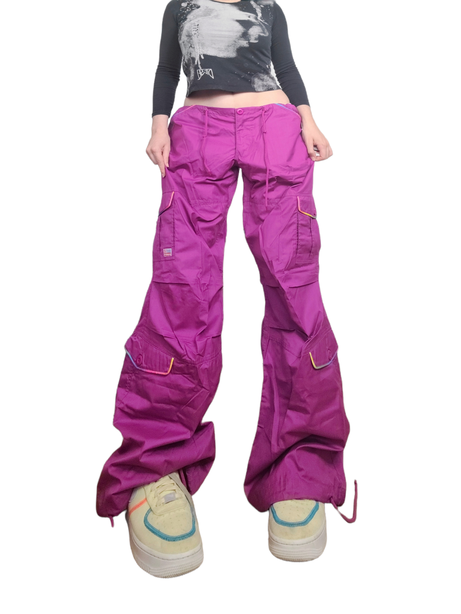Parachute military cargo pants violet oversize 90s vintage skater ufo hiphop