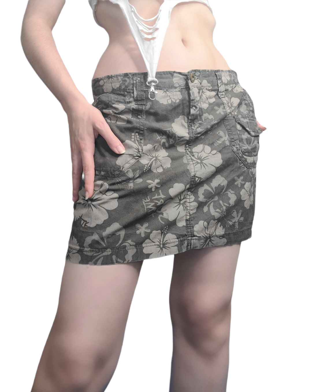 Y2k hibiscus mini skirt