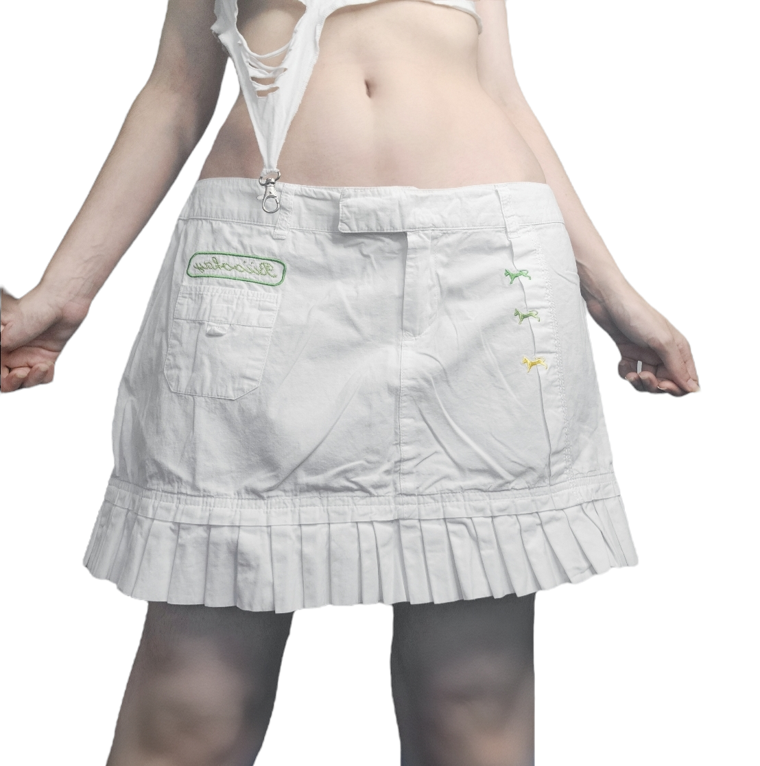 Vintage 90s pastel pleated white skirt