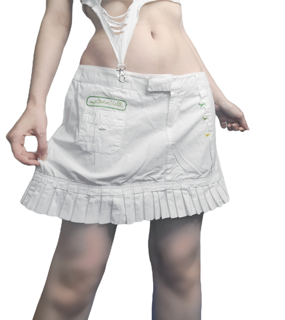 Vintage 90s pastel pleated white skirt