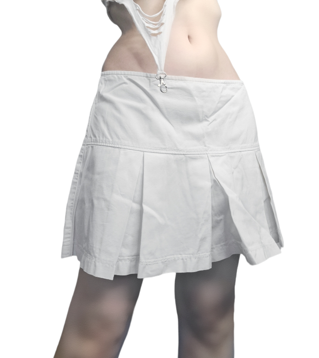 Vintage 90s Pleated White Skirt