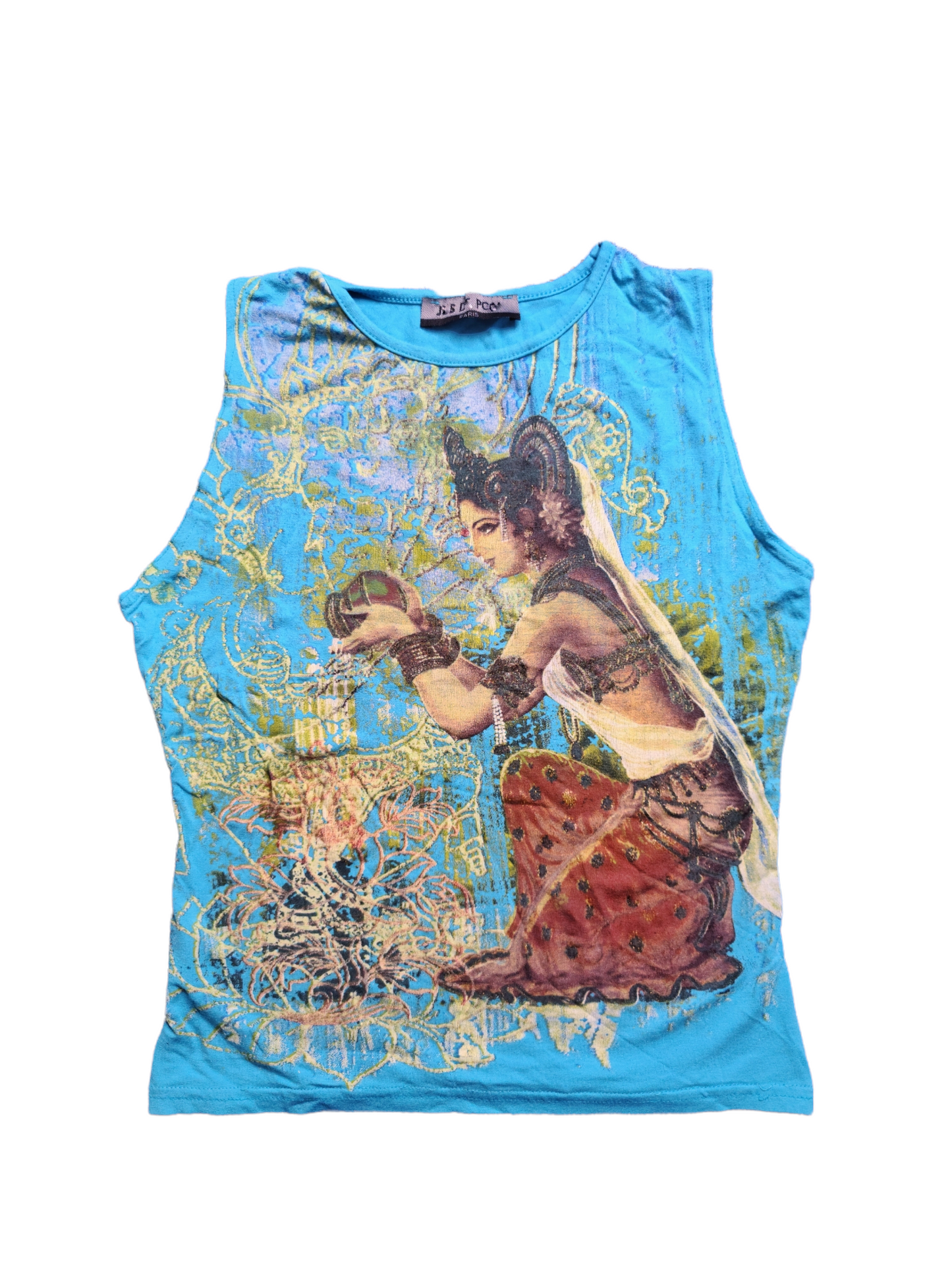 Tank top vintage cybery2k 90s printed 90s inde rave weird colorful archive fashion