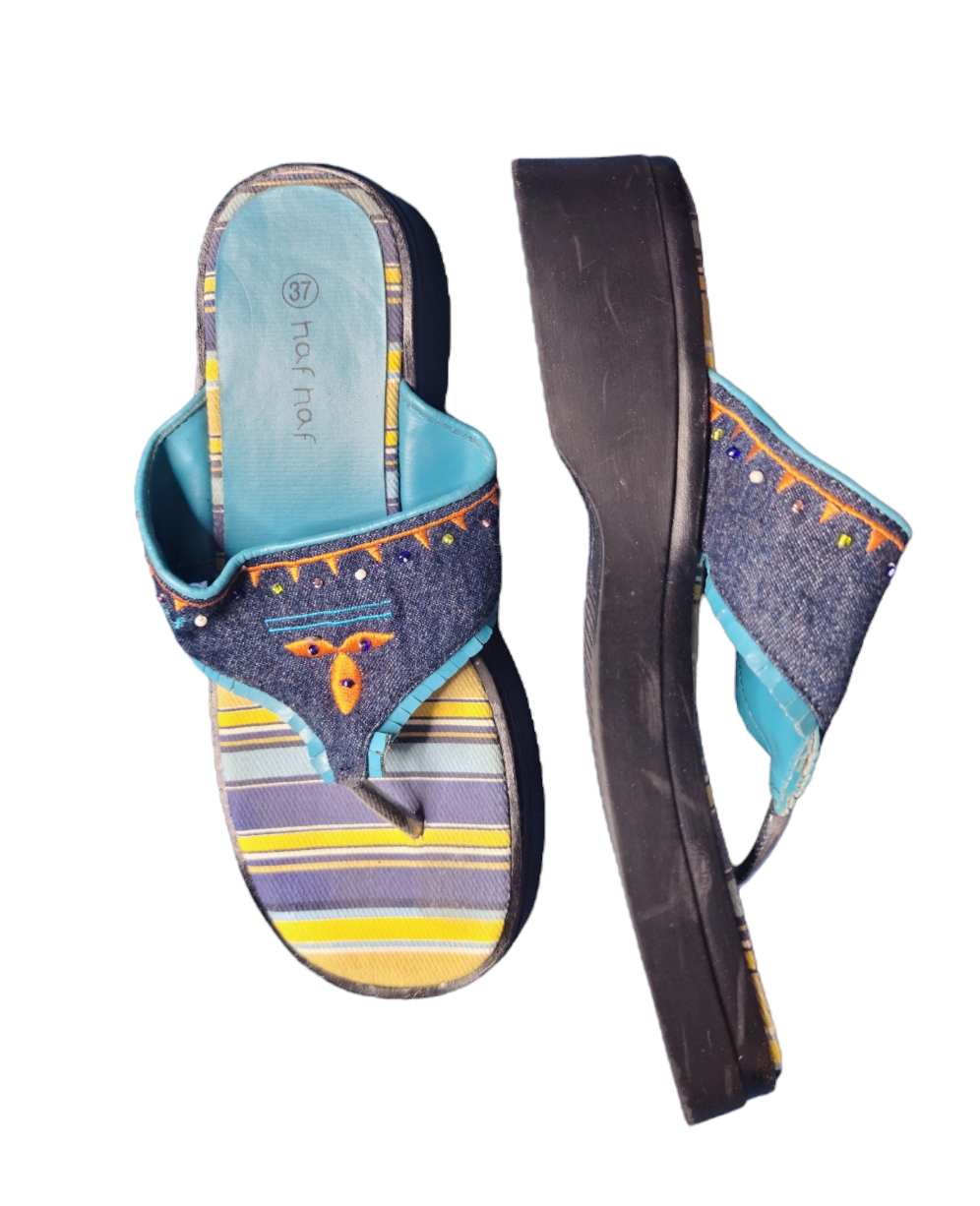 Mules plateformes vintage 90s fancy fantaisie naf naf pastel cute