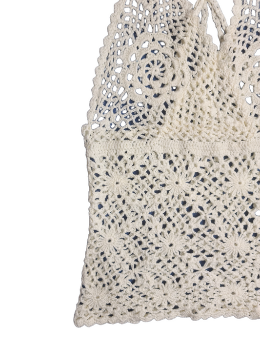 Top crochet bohem y2k blanc