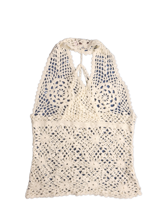 Top crochet bohem y2k blanc