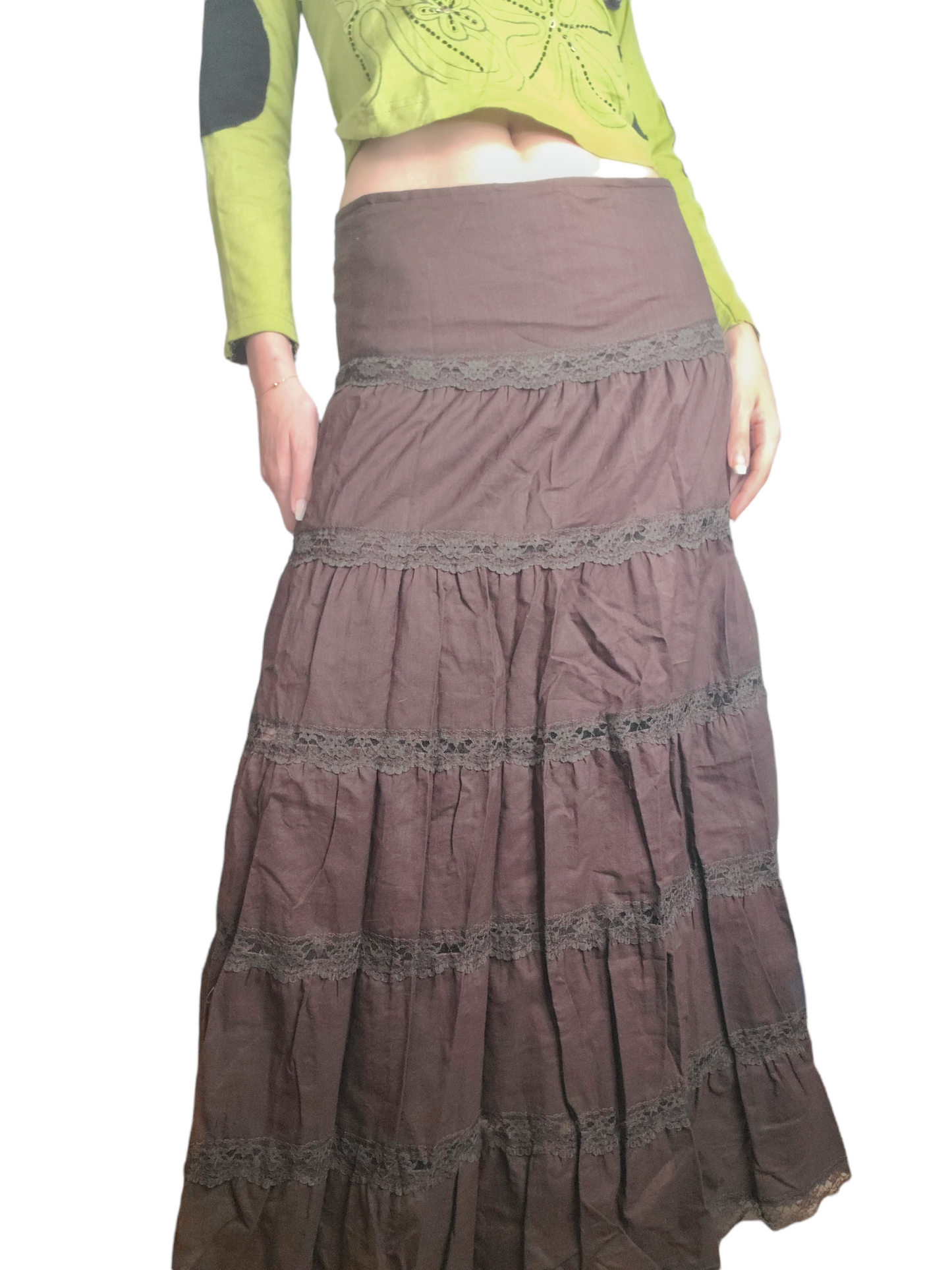 Longue jupe à volants fairycore