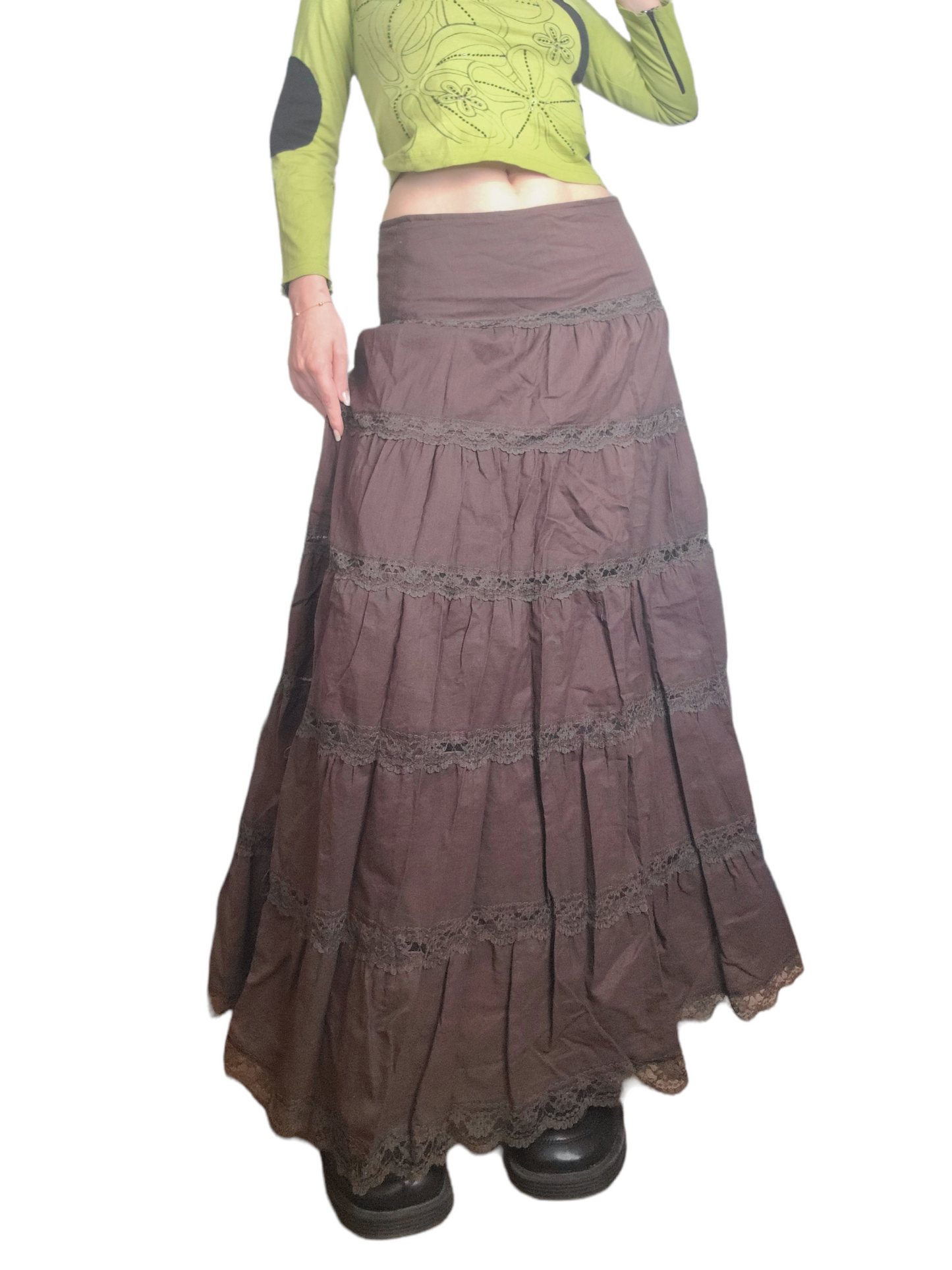 Longue jupe à volants fairycore