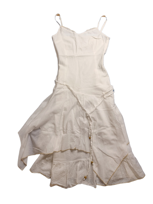 Robe longue vintage blanche fairycore bohem volants