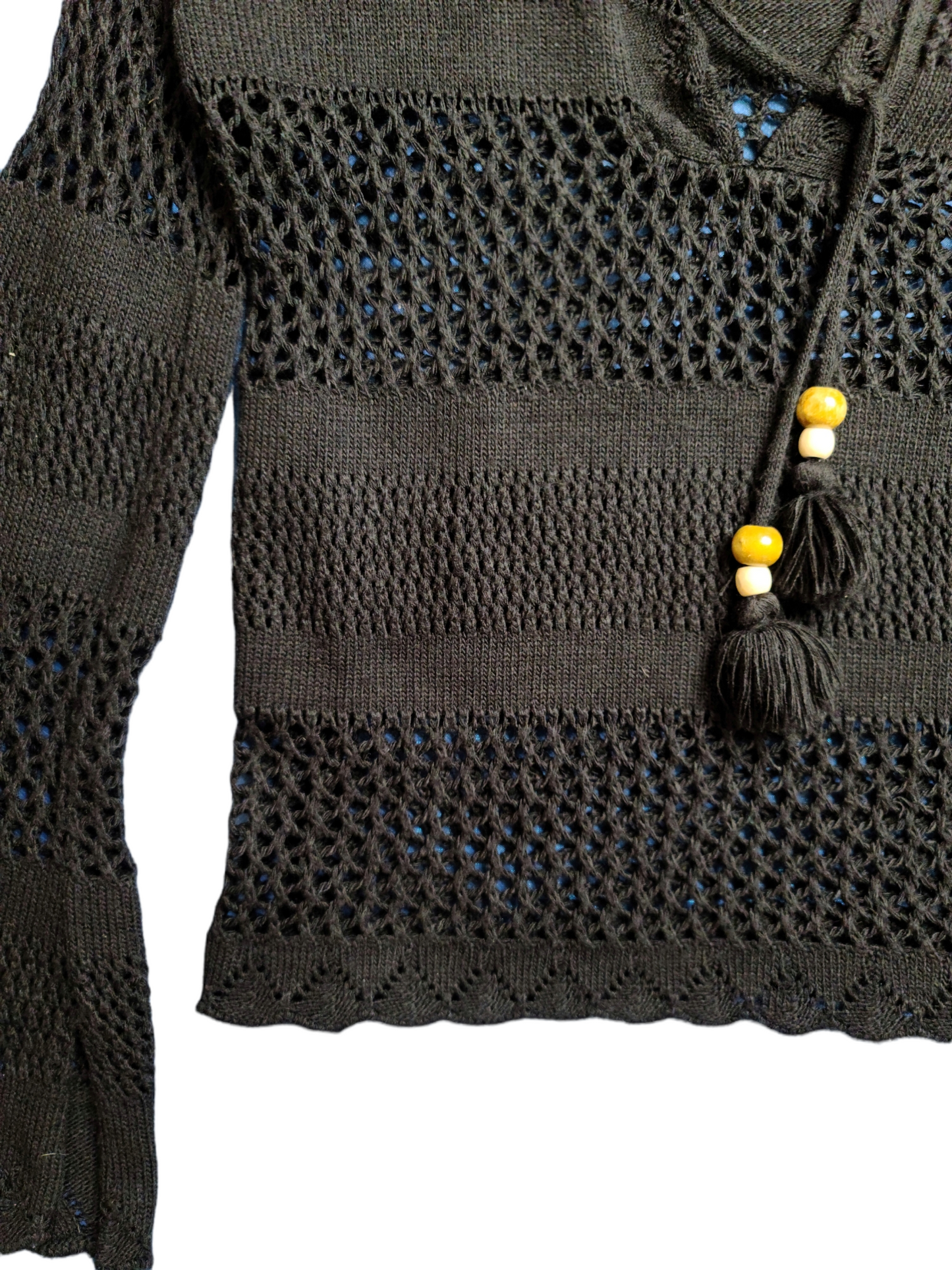 Black bohemian vintage crochet sweater