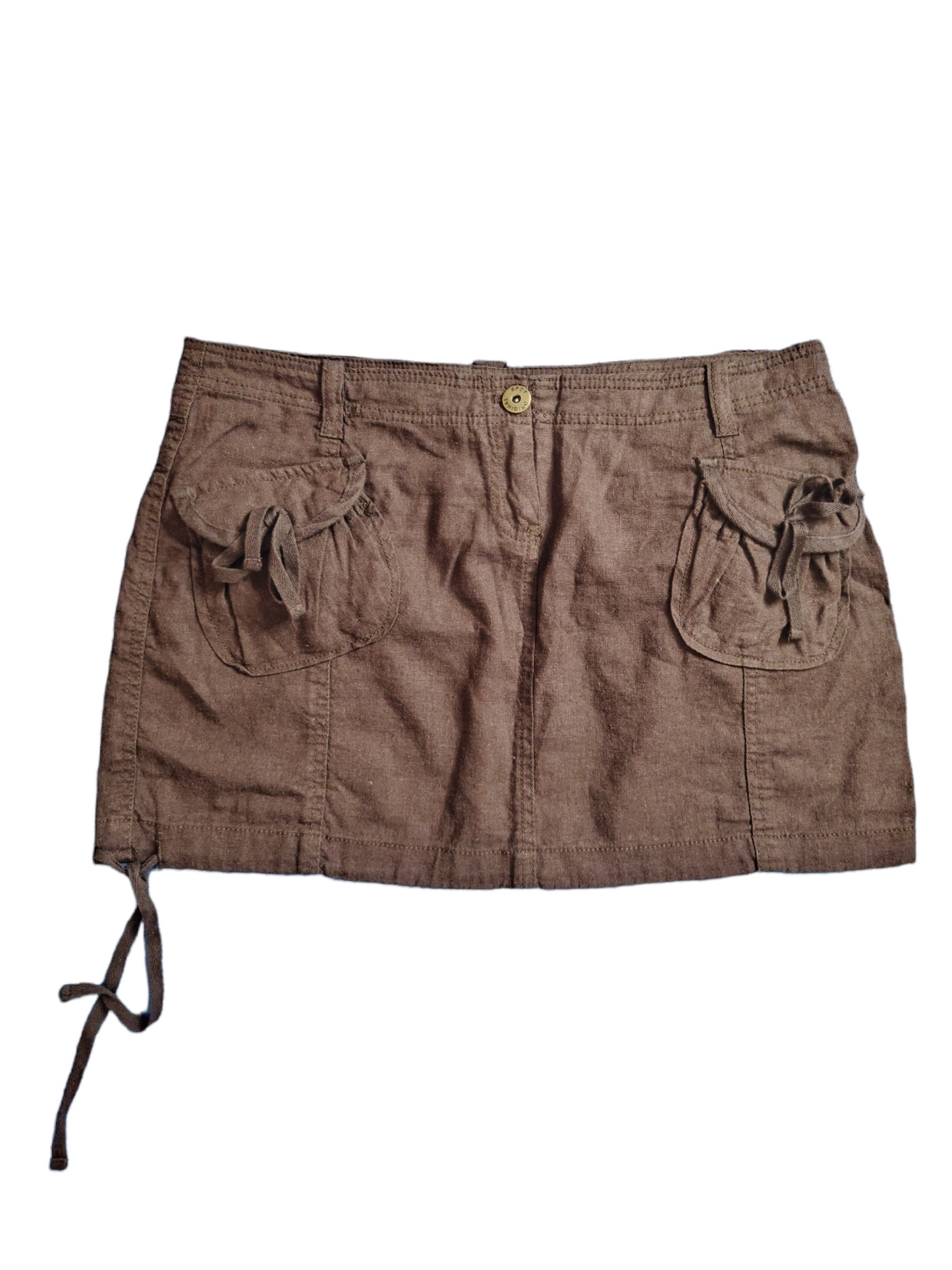 Brown cargo mini skirt