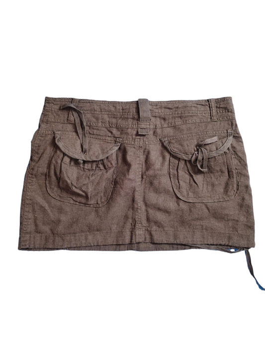 Mini jupe cargo marron