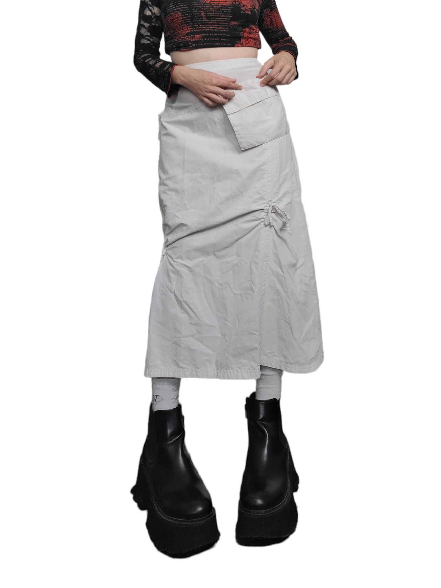 White gorpcore maxi skirt