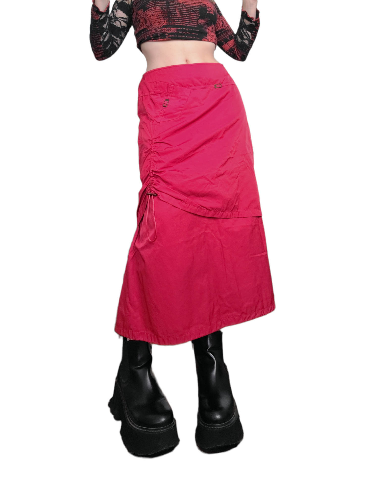 Red Gorpcore Parachute Skirt