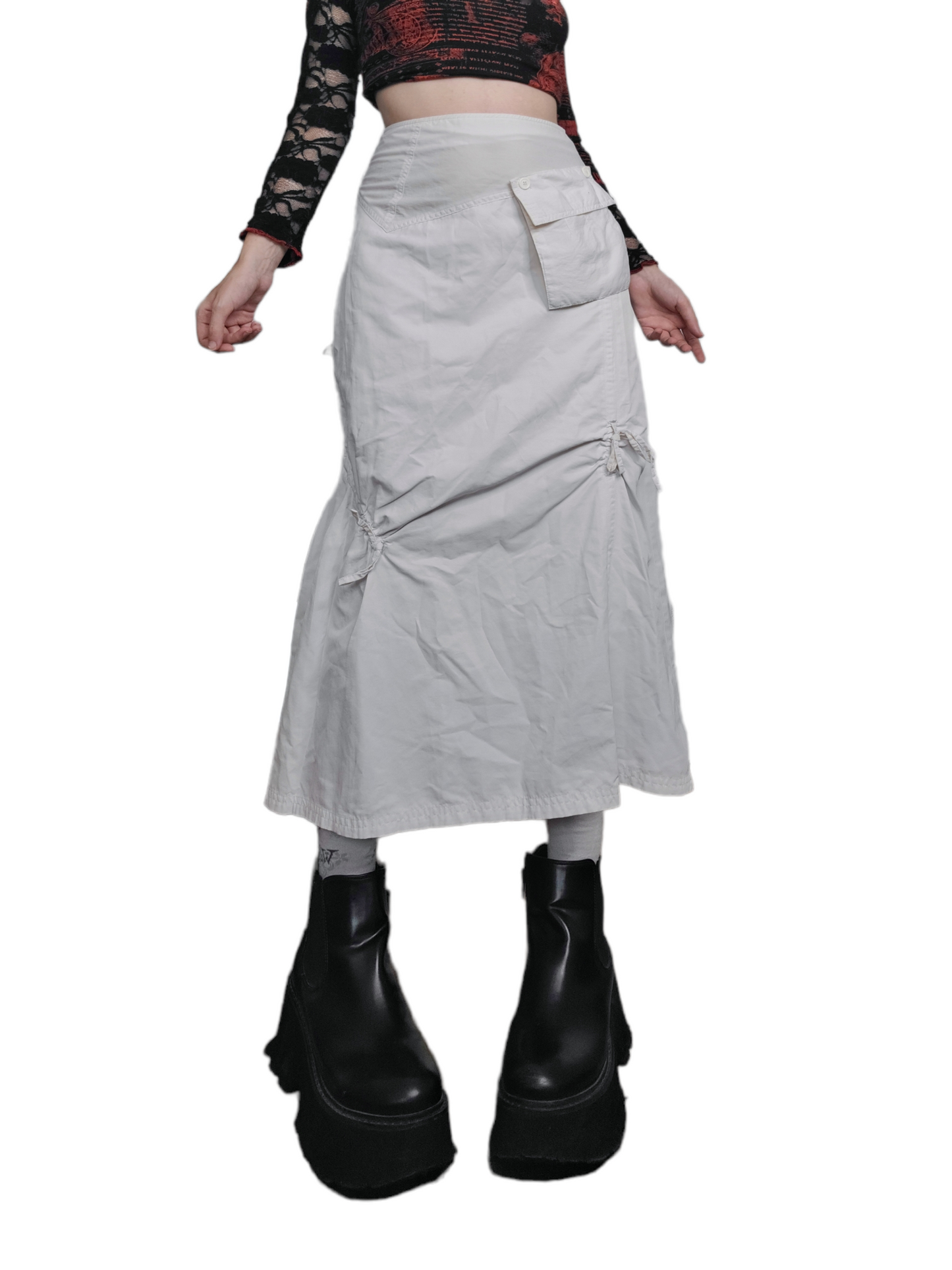 White gorpcore maxi skirt