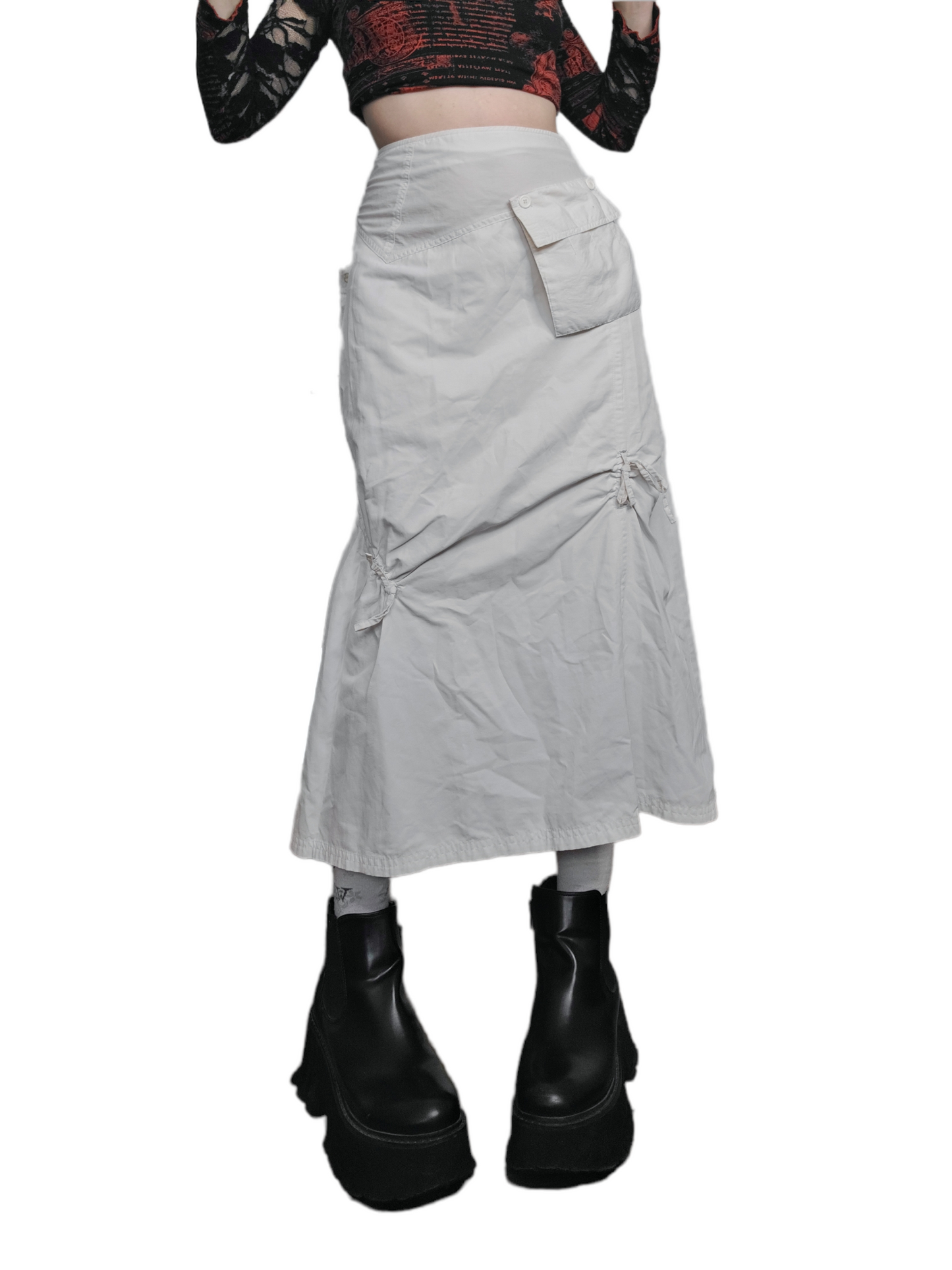 White gorpcore maxi skirt