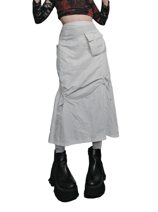 White gorpcore maxi skirt