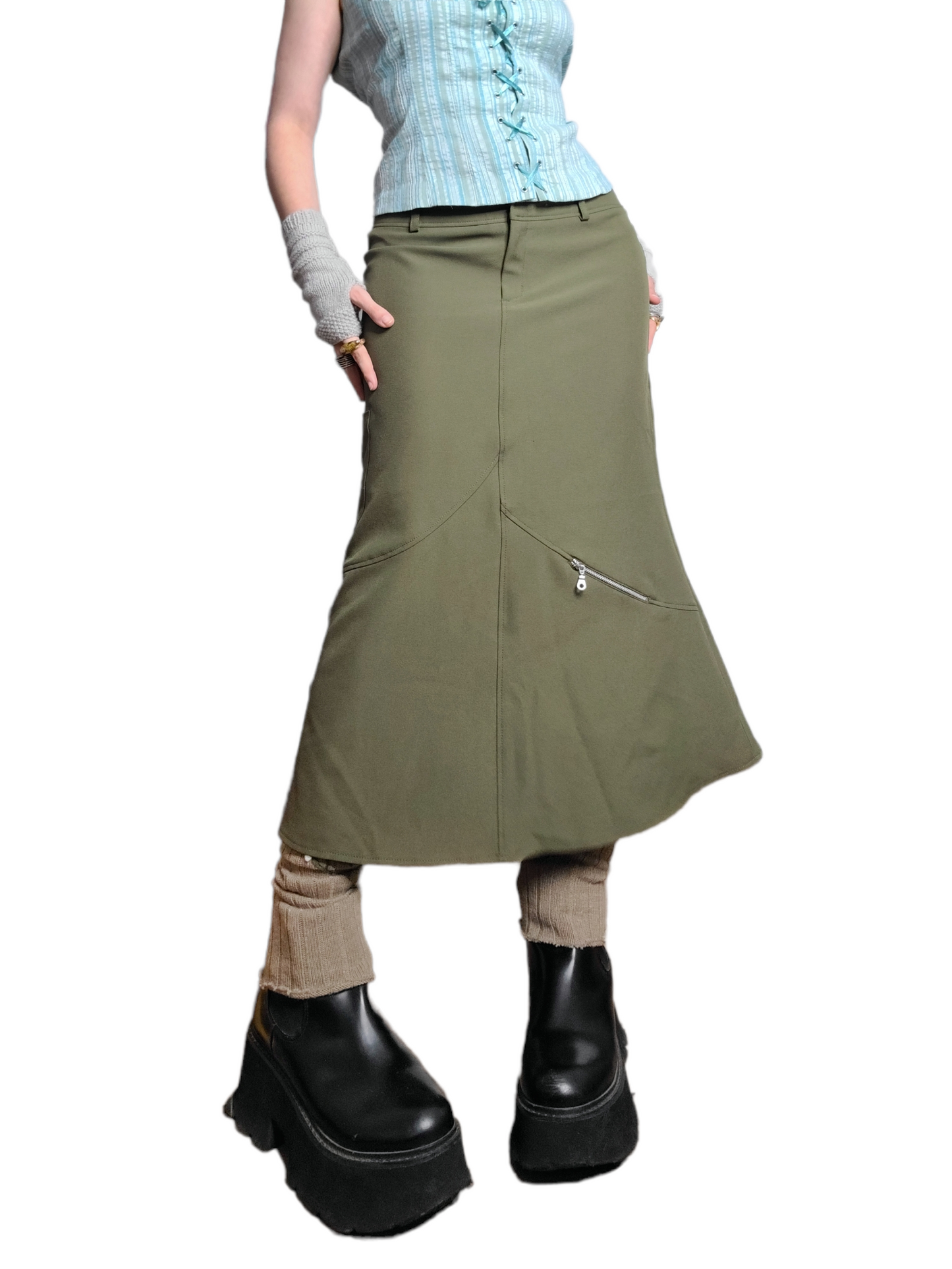 Khaki y2k gorpcore skirt
