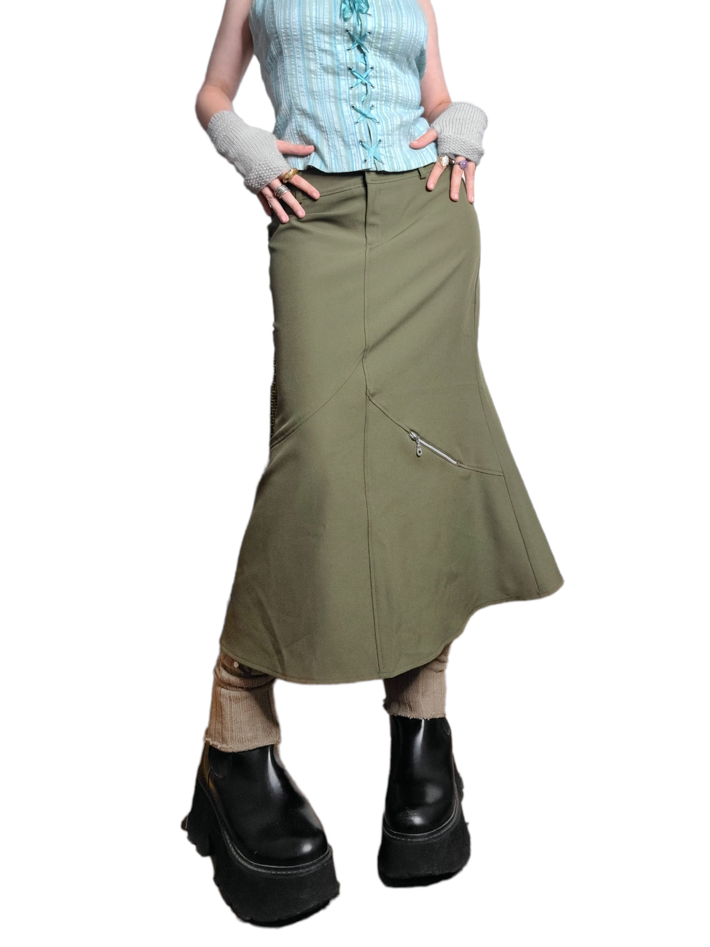 Khaki y2k gorpcore skirt