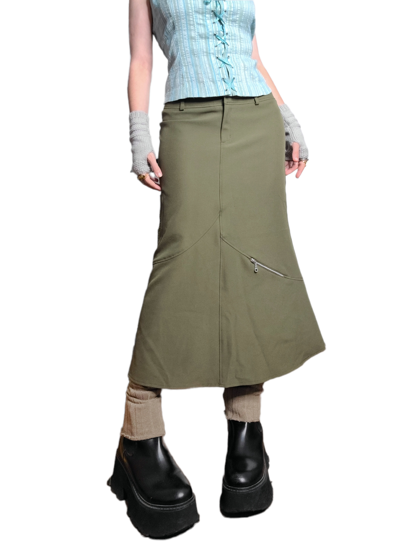 Khaki y2k gorpcore skirt