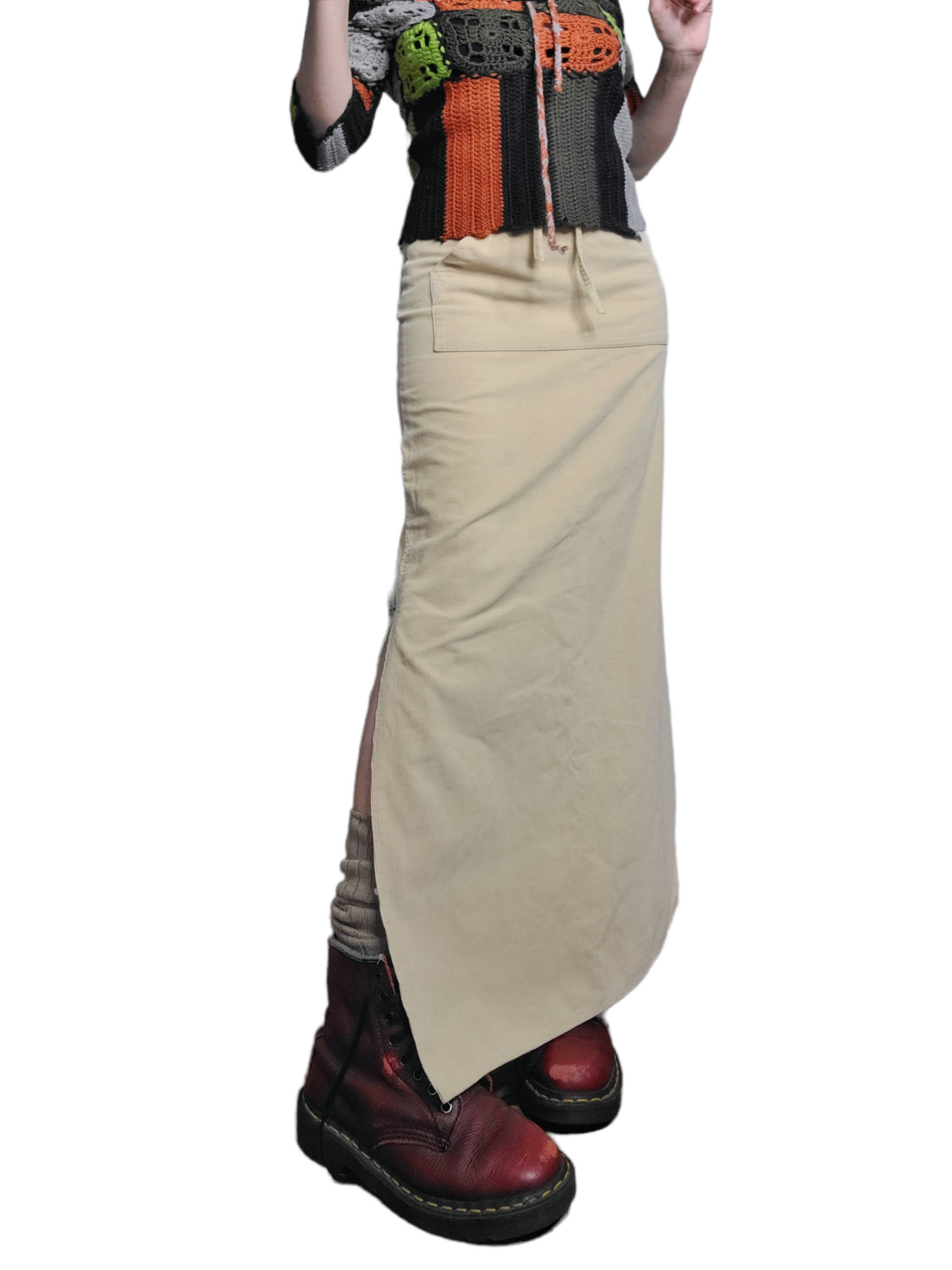 Maxi skirt fall jupe longue 90s vintage creme neutral style minimalist velours cotele aesthetic grunge