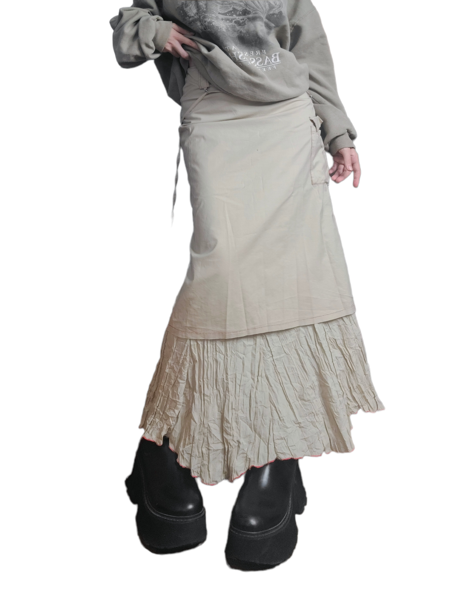 Maxi skirt harajuku gorpcore vintage creme subversive style techwear