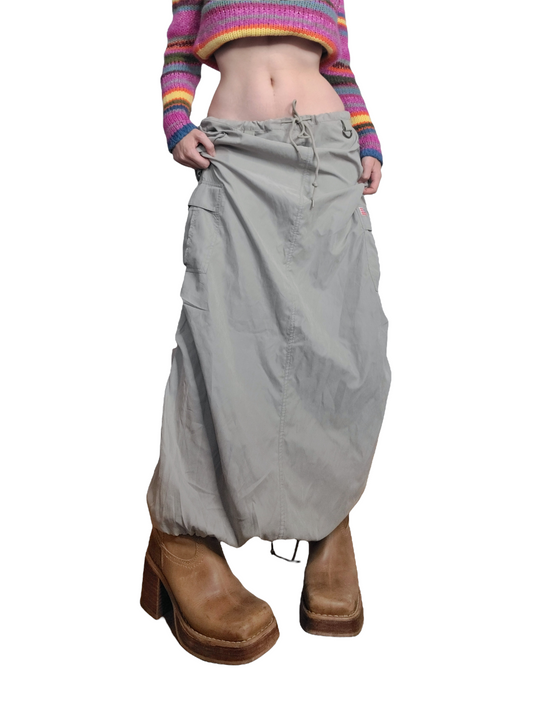 Maxi skirt parachute 90s vintage ufo kaki gorpcore 