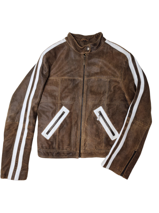 Motorcycle blouson jacket vintage oversize marron grunge 90s aesthetic y2k rare archive fashion