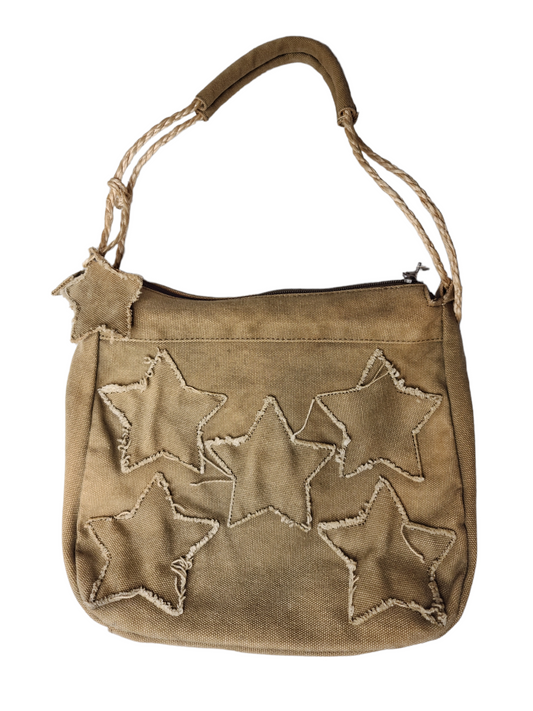 Besace sac cybery2k grunge y2k fairygrunge marron destroy 90s bandouliere vintage etoiles 