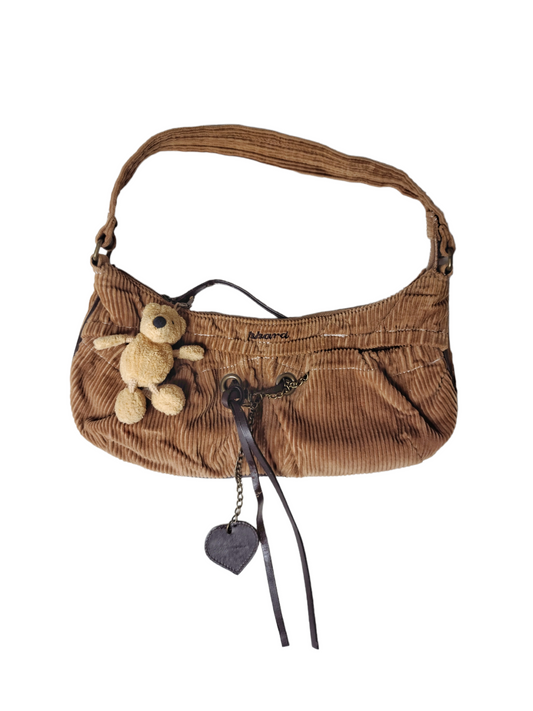 Mini bag baguette y2k cybery2k grunge velours cotele fall coeur marron peluche ours cute kawaii