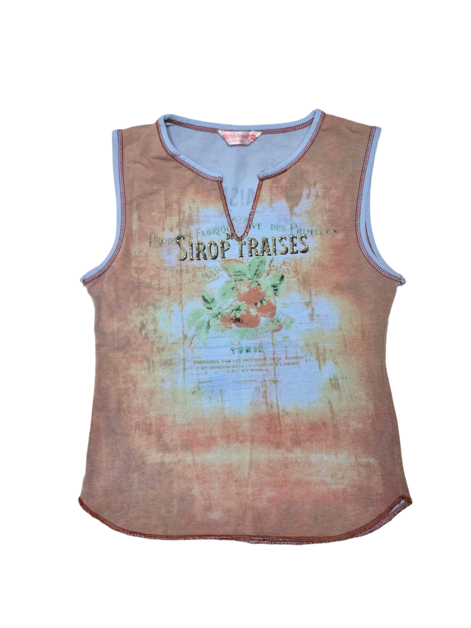 Baby tee y2k top 2000 vintage printed strass glam indie style cute paris france 00s kawaii harajuku archive fashion tank top fraises grunge