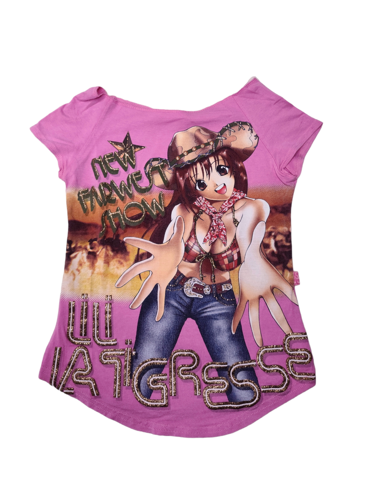 Baby tee y2k top 2000 vintage printed strass glam indie style cute paris france 00s kawaii harajuku archive fashion emo manga anime western lili la tigresse