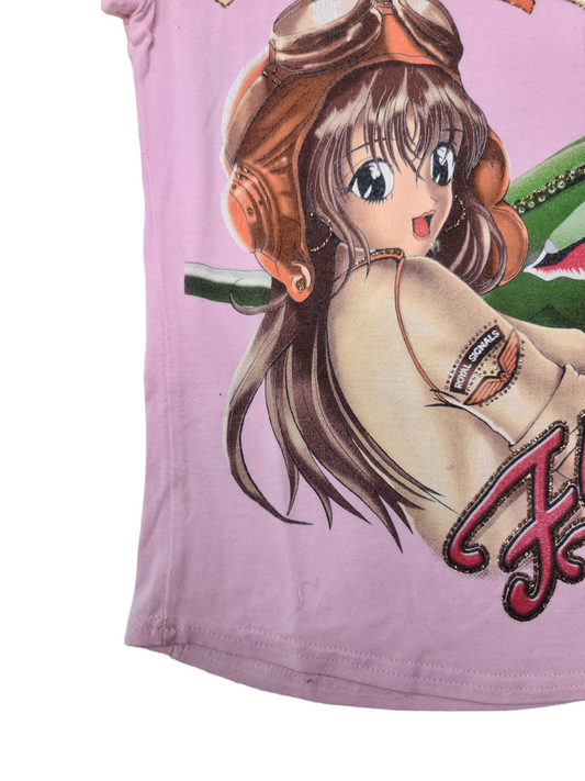 Y2k printed manga pink top