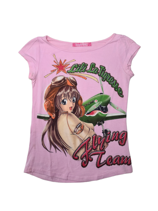 Baby tee y2k top 2000 vintage printed strass glam indie style cute paris france 00s kawaii harajuku archive fashion emo manga anime glitter strass rare