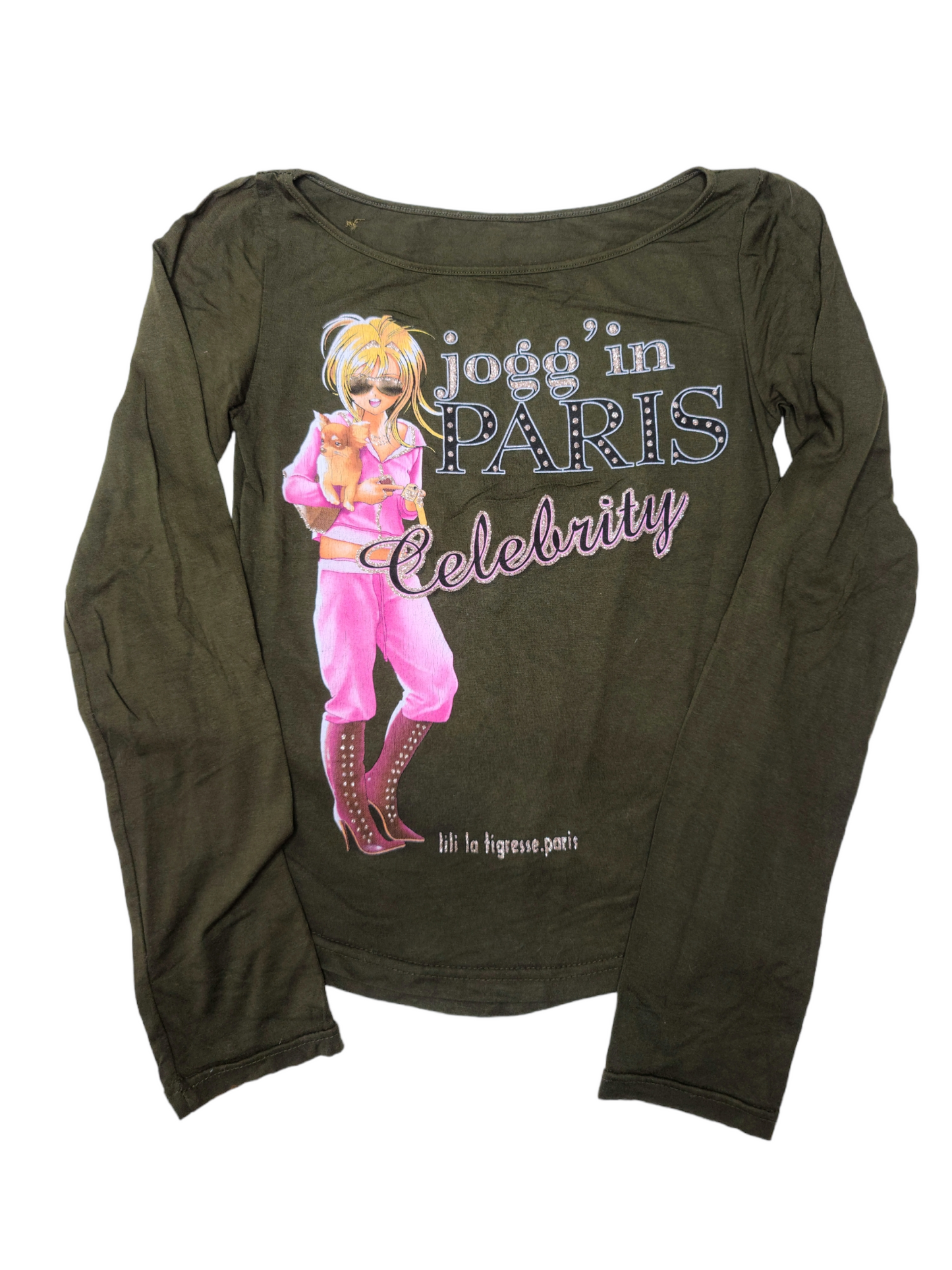 Baby tee y2k top 2000 vintage printed strass glam indie style cute paris france 00s kawaii harajuku archive fashion emo