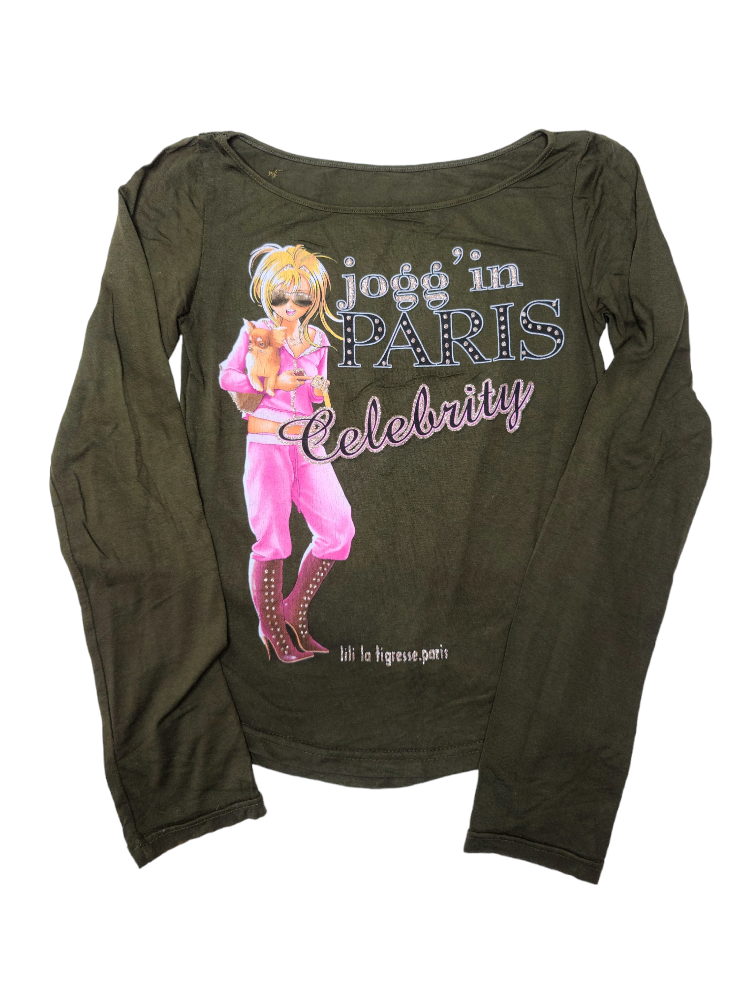 Baby tee y2k top 2000 vintage printed strass glam indie style cute paris france 00s kawaii harajuku archive fashion emo